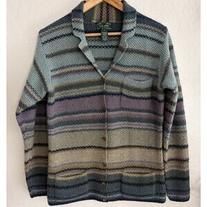Ralph Lauren Womens S Exclusive Hand Knit Wool Striped Cardigan Sweater RARE